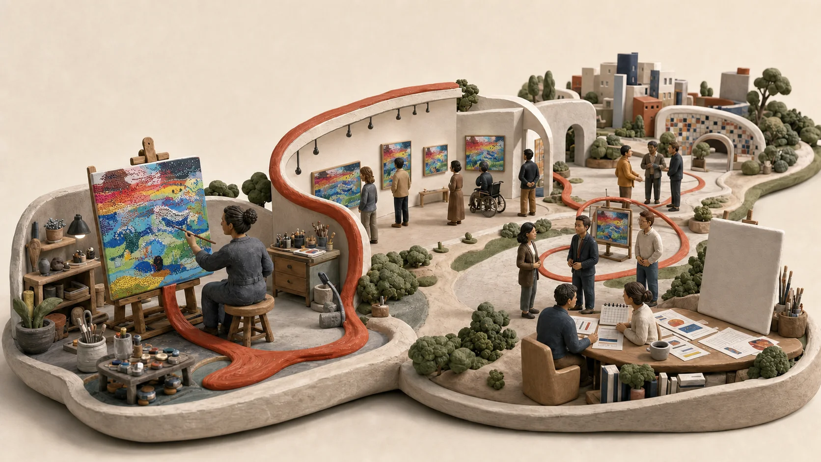 DDANS artist support system visualized as a spatial story
