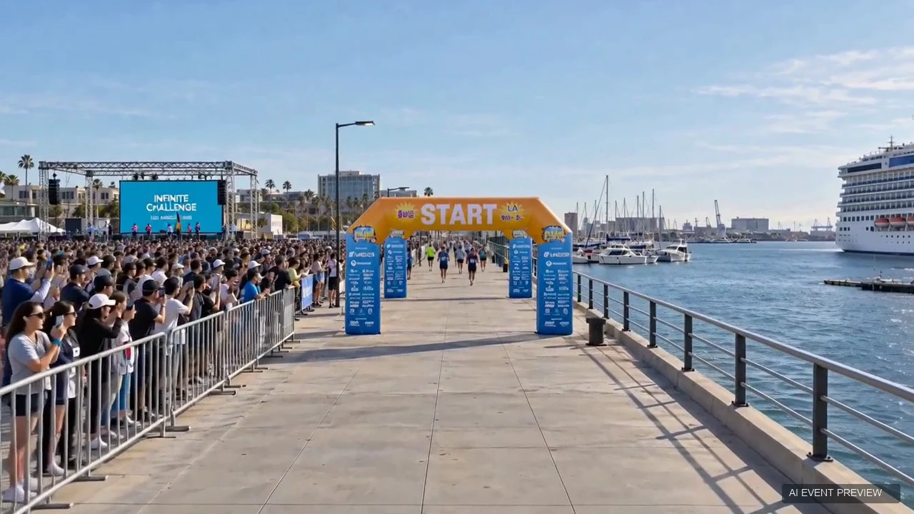 Infinite Challenge START gateway and West Harbor waterfront in the commissioned venue simulation